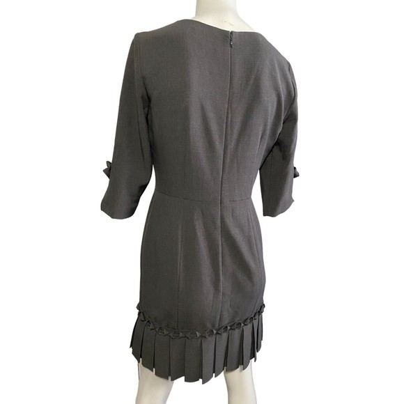 Tahari Bow & Pleated Crepe Sheath Dress by Arthur S. Levine ASL Gray 4P - Picture 12 of 13
